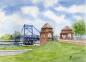 Preview: Postcard DIN-A6  Watercolor Maritime Art Print North Sea Wilhelmshaven Kaiser Wilhelm Bridge